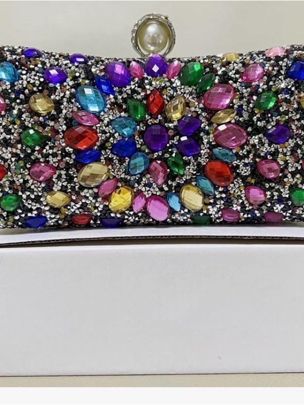Crystal Multicolor Jeweled Clutch Handbag